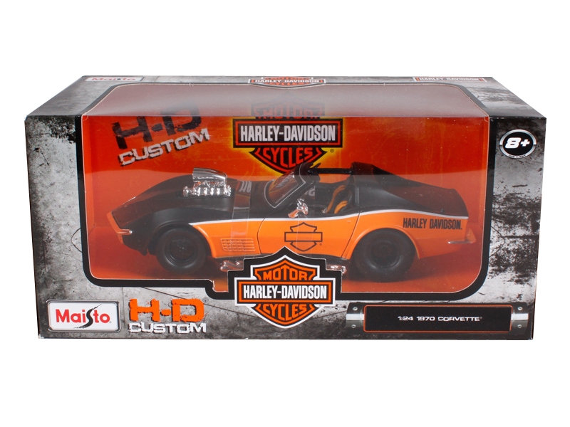 32193.jpg 1970 Chevrolet Corvette Harley Davidson Black/Orange 1/24 Diecast Model Car by Maisto