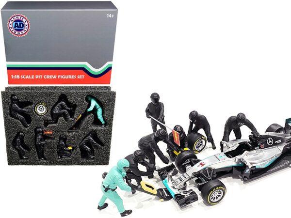 76551.jpg Formula One F1 Pit Crew 7 Figurine Set Team Black for 1/18 Scale Models by American Diorama