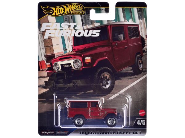 HRT96-1.jpg Toyota Land Cruiser FJ43 Red with White Top "The Fate of the Furious" (2017) Movie "Fast & Furious" Series Diecast Model Car by Hot Wheels