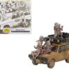 Range Rover with Roofrack Tan (Dirty Version) "Camel Trophy - Papua New Guinea Team USA" (1982) with "Papua New Guinea Asaro Mudmen" 6 piece Figure Set 1/64 Diecast Model Car by Mini GT
