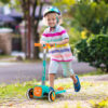 Folding Adjustable Kids Toy Scooter with LED Flashing Wheels Horn 4 Emoji Covers-Green