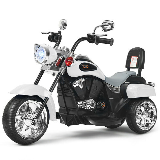 Costway 3 Wheel Kids Ride On Motorcycle 6V Battery Powered Electric Toy White